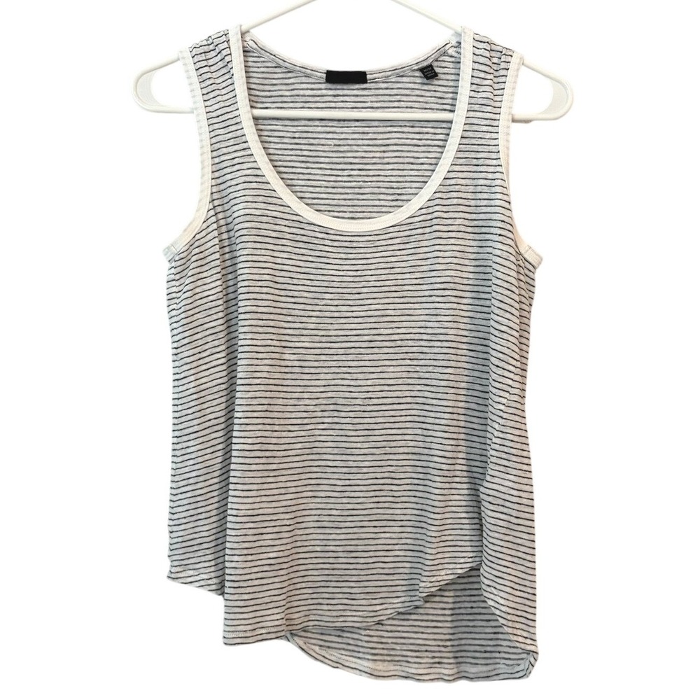 ATM Anthony Thomas Melillo Striped Asymmetrical Tank Top Black White MEDIUM